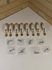 Porcelain Drawer And Cabinet Handles With Hardware Set Of 8. Pre Owned Good…