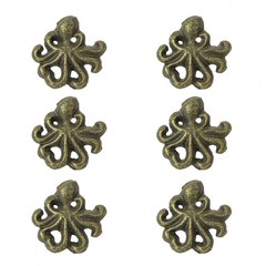 Set of 6 Rustic Bronze Finish Cast Iron Octopus Drawer Pulls Home Decor