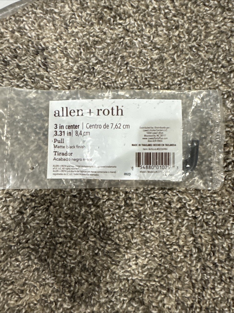 Drawer pull matte black metal cabinet handle allen + roth 3 in 226984 New