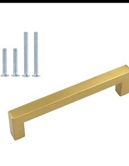 10 Pack 5″ Centers 5.5″ Cabinet Handle Brushed Brass Kitchen Pulls HD-LSJ12GD128