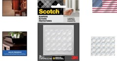 Scotch Round Rubber Cabinet Door Bumpers Pads Clear 20 Pack