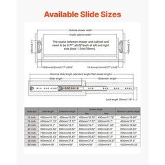 Heavy Duty Drawer Slides 20inch,1 Pair Locking Slides 250lbs Load Capacity
