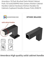 Amerdeco 10 Pack Cabinet Pulls 11 Inch Brushed Satin Nickel Drawer Handles