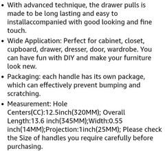 Amerdeco 4 Pack Brushed Satin Nickel Cabinet Pulls 12.5 Inch(320MM) Hole Centers