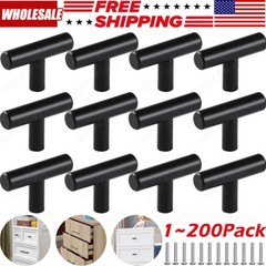 Black Kitchen Cabinet Pulls Stainless Steel Door Drawer T Bar Knobs Handles Lot