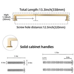 POVEFONK 6 Pack 12-3/5 inch(320mm) Champagne Bronze Kitchen Cabinet Handles C…
