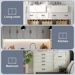 6pack Stainless Steel Cabinet Handles 2.5inch Hole Centers Black Cabinet Pull…