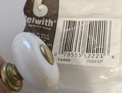 6 NEW Belwith White Ceramic Drawer Door Knobs brass center w/screws 7855552221