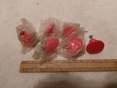 * Lot of SIX (6) – Bright RED – ROUND – Porcelain DOOR KNOBS – JAPAN – NOS *