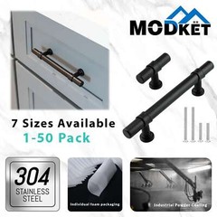 Black Modern Cabinet Handles T Bar Pulls Kitchen Drawer Hardware Stainless Steel