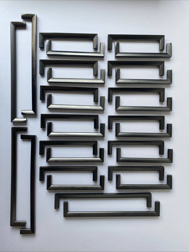 Gunmetal Gray Solid Metal Modern Kitchen Cabinet Handles Drawer Pulls