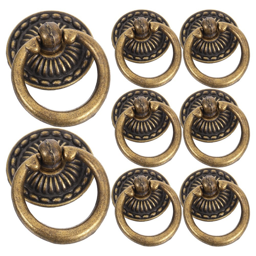 8Pcs Reusable Zinc Alloy Drawer Pull Knobs Antique European Handle Light Brown