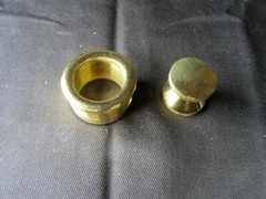 Polished Brass Metal Cabinet 7/8 inch Drawer Pulls w/1 1/4 in Bezel Lot of 4