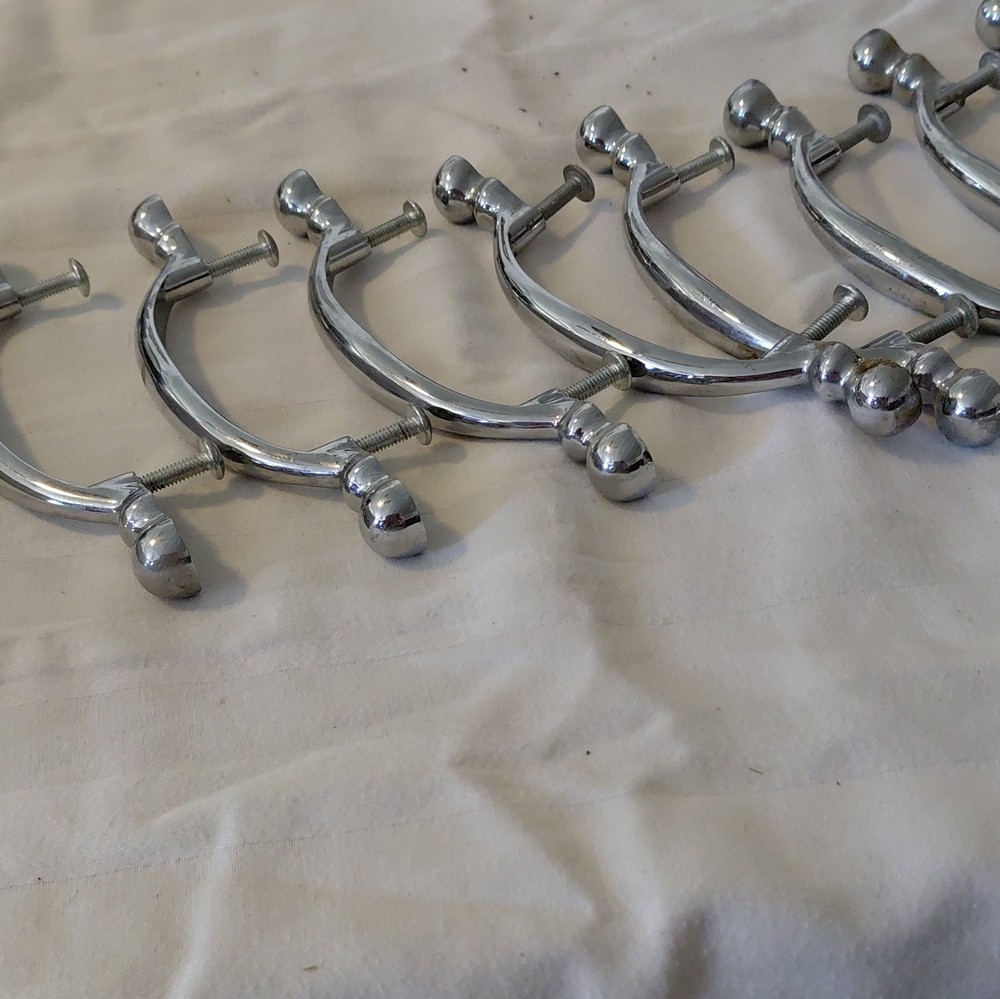 Polished Silver Traditional Metal Bail Pull Cabinet Drawer Handle w/ Screws