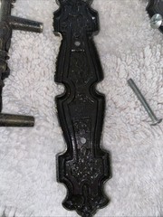 Vintage Ajax Door Drawer Cabinet Pull Handle Backplate Hardware Gothic Medieval