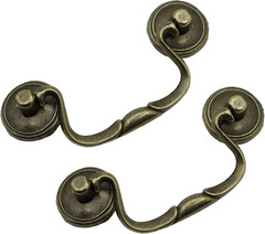 Antique Brass Cabinet Pulls Set of 8, 3-1/4 Inch Hole Centers European Style