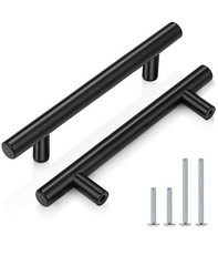 Probrico 30 Pack| 6-2/5 Inch Black Cabinet Handles with 4 Inch Hole Center Stain