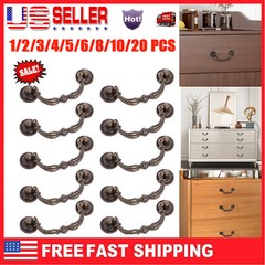 1-20 PCS Drawer Pulls Drop Bail Dresser Handle Rustic Antique Black Bronze Pull