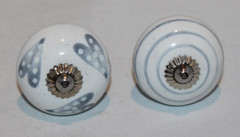 16 white & blue/gray 1.5″ ceramic drawer cabinet knobs pulls various designs lot