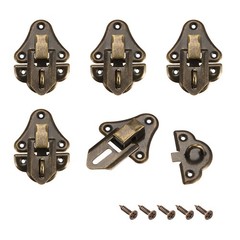 Box Latch, Retro Style Decorative Hasp Jewelry cases Catch w Screws 5 pcs