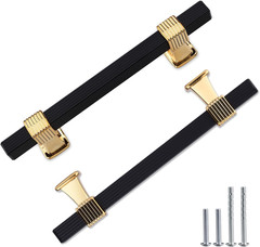 10PCS Black and Gold Cabinet Pulls, Black and Gold Cabinet Handles, Kitchen Cabi