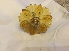 Floral 3.5”Glass Vintage Curtain Tieback- Gold…ish Color- 2 available