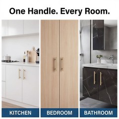 2 Pack Solid Brass Cabinet Handle | 8.8″ Hole Center Brushed Gold T-Bar Handles