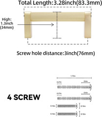 10 Pack 3 Inch Brushed Gold Kitchen Cabinet Handles Knurled Cabinet Pulls Gold D