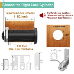 inBovoga 6 Pcs Cabinet Locks with Keys, 1-1/2” Cam Lock 1-1/2 Inch, Black