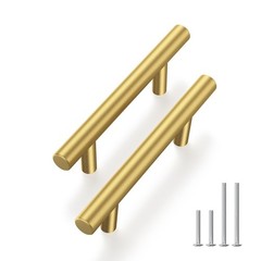 Haliwu 30 Pack 3 Inch Gold Cabinet Handles 3 inch hole center, Brass