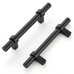 10 PCS 31/2 Inch Matte Black Cabinet Handles Square Base Pulls 6″ Length