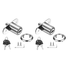 2Pcs Drawer Desk Cabinet Push Plunger Lock 3/4″x7/8″ Cylinder Keyed Alike