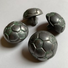 Vintage Pair Round Soccer Sports Drawer Cabinet Pulls Handles Knobs