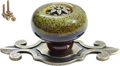 10 Pack Retro Ceramic Knobs,Vintage Dresser Kitchen Petal Cabinet Pulls Rustic Z