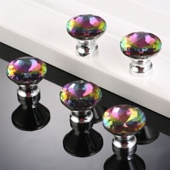 Diamond Crystal Glass Furniture Door Pull Handle Drawer Cabinet Knob Hardware HQ
