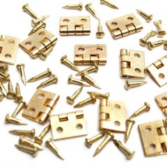 50pcs Mini Metal Hinges with 200 pcs Nails 1:12 Miniature Furniture Dollhouse