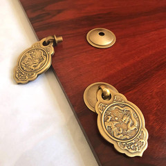 2Pcs Chinese Style Vintage Furniture Drawer Brass Pulls Handle Jewelry Box Wardr