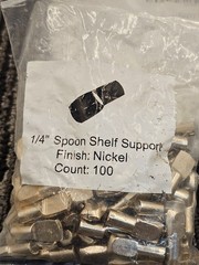 (QTY 500) ROK ROKSP14N: 1/4 Inch Pin Spoon Shaped Shelf Support Nickel Plated