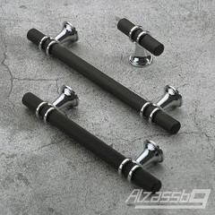 15 PCS AL6087CPMB Matte Black Silver T Bar Knurled Cabinet Knobs 2 Inch 50mm