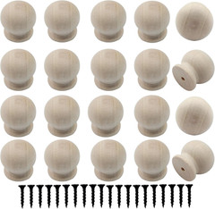 Wood Dresser Knobs, 20 Pcs Mini Unfinished Wooden Cabinet Knobs