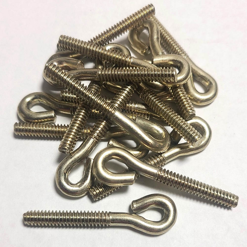 16-pack Eye Bolts for Bail Pulls, 1.75” length, Yellow Zinc, 10-24 Coarse Thread