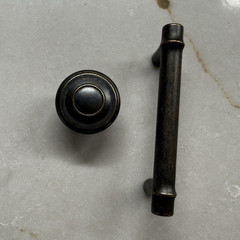Oil-Rubbed Black Traditional Brass Cabinet Pull 3in C-C 4in + 1.5in Knob