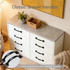 6 Pack 5.6″ Black Stainless Steel Cabinet Pull Handles Kitchen Drawer Door Grip