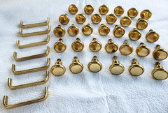 39 Shiny Brass/Gold Finish Drawer Cabinet Pulls – 32 Round /7 Open Handle