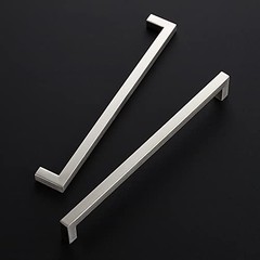 Brushed Nickel Square Cabinet Handles & Pulls 10-1/2 in (10 in Hole Center) 10