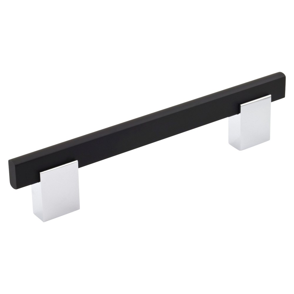 Euro Bridge Style 3-3/4″ Centers Chrome Black Cabinet Pull Handle 5-1/32″