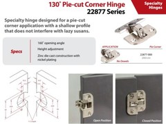 HR Adjustible Pie-cut Corner Hinge Zinc Die Cast with Nickel Plating 22877-000