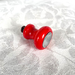1930s 1940s Art Deco Red Painted Glass Cabinet Knob