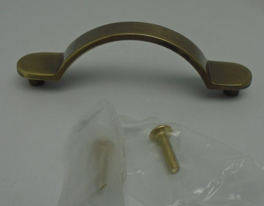 Period Brass K106 Antique Brass 3″ C/C Handle Pull Solid Brass New Old Stock 94M