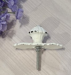1 Antique Vintage Inspired White Cabinet Pull Knobs Ornate Backplate Shabby Chic